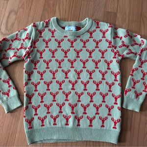 Kids KJP Keil James Patrick Mint Green Sweater Red lobster preppy coastal toasty